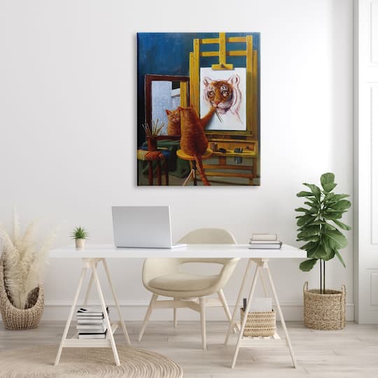Stupell Industries Cat Confidence Self Portrait as a Tiger Funny Painting Canvas Wall Art